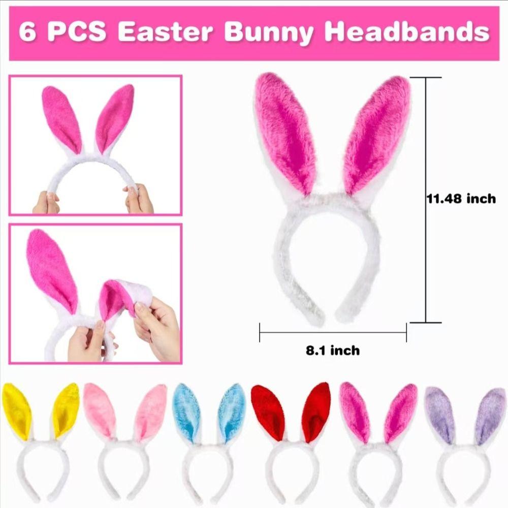 6/12ks Sada Velikonoční téma Velikonoční brýle Čelenky Plyšové králičí uši Pokrývka hlavy Maškarní
