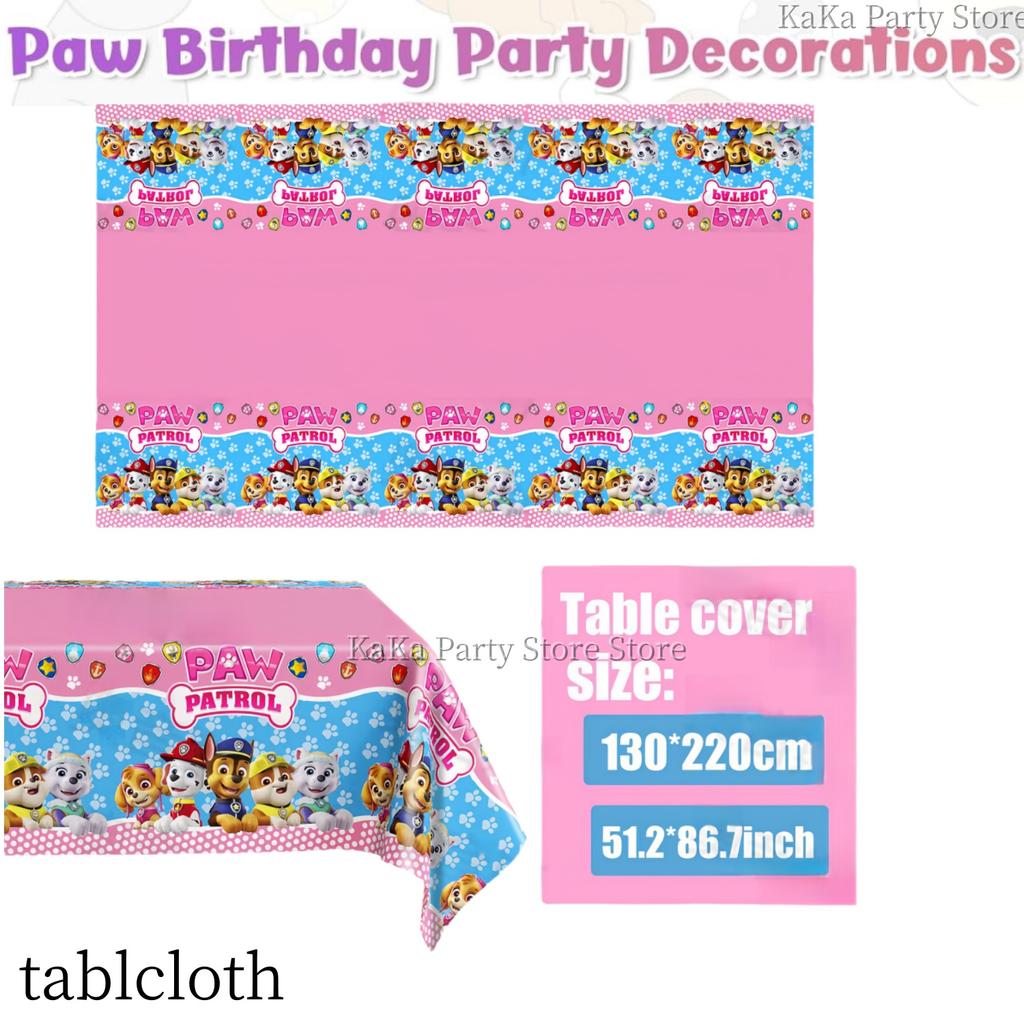 Paw Patrol Birthday Party Decor Dog Skye Disposable Tableware Tablecloth Cup Plate Baby Shower Kids Gift Girl Boy Party Supplies