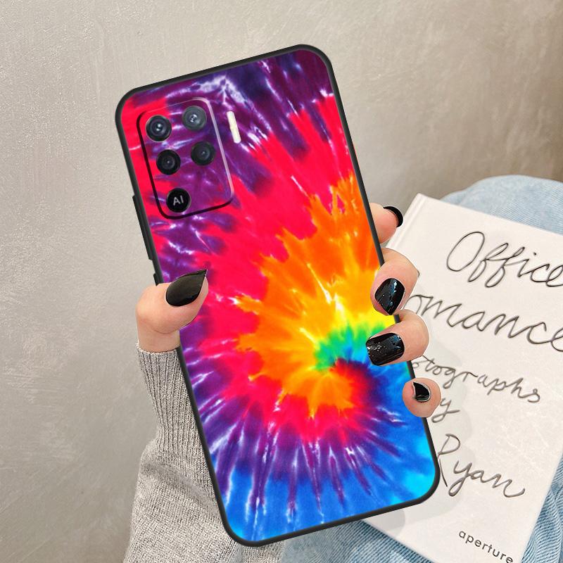 Colorful Tie Dye Rainbow Hippie Art Case For Oppo A78 A98 A18 A38 A58 A60 A80 A40 A77 A57 A17 A74 A54 A94 A96 A76 A16 A15 A5 Pro