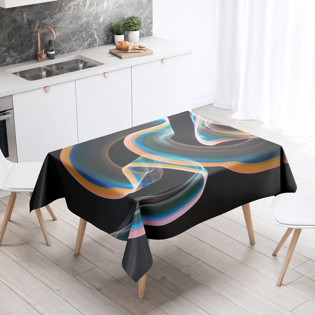 Geometric Line Tablecloth Home Decor Stain Resistant Waterproof Table Decoration Rectangular Kitchen Fireplace Countertop