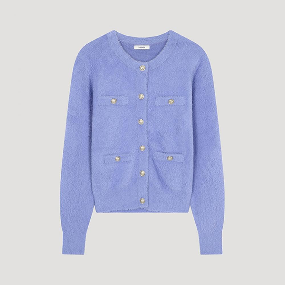 

She S miSS Hairy Round Neck Cardigan SSkcdo42550 Blue/66