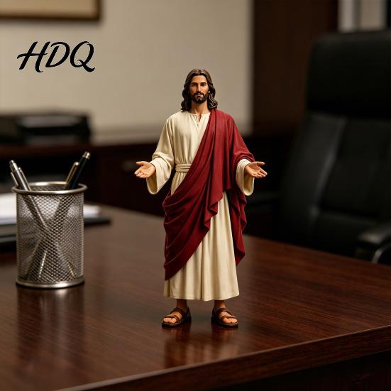 Jesus Figurine 5 Inch with Open Arm Hand Painted Religious Outstretched Hands Figure Statue Resin Christian Sculpture for Spiritual Collection
