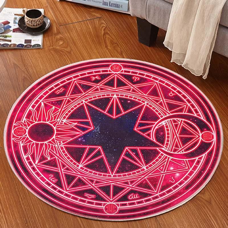 Pink Cardcaptor Sakura Magic Circle Bedside Carpet - Cute Cartoon Floor Mat for Girls' Bedrooms