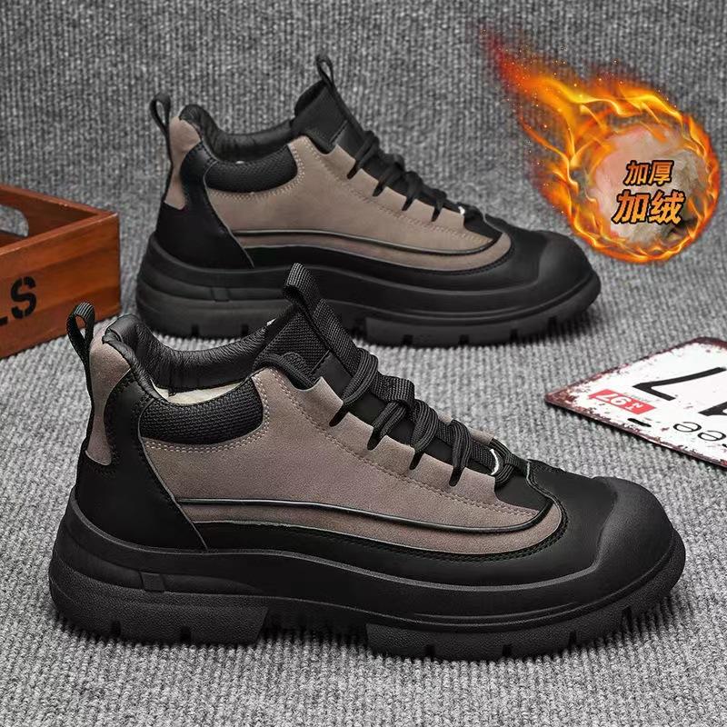 

2024 утолщенные мужские хлопковые ботинки большого размера зимние бархатные теплые ботинки износостойкие и нескользящие мужские ботинки зимние ботинки на толстой подошве мужские 44 хаки