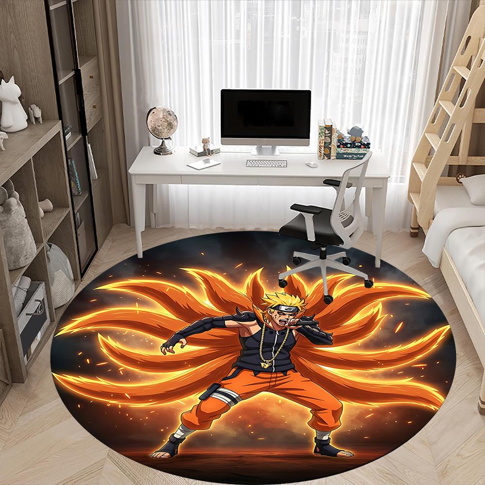 1pc Naruto Nine Tails Chair Carpet for Office - Indoor Non-Slip Washable Polyester Fiber Carpet, Soft Comfortable Mat For Office yy250928031