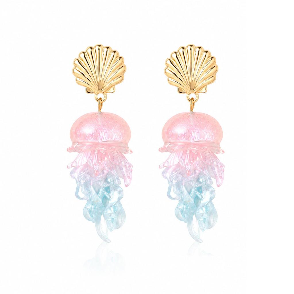 Hot Sale Fashion Vacation Wind Metal Starfish Shell Conch Earrings Suitable for Ladies Beach Vacation