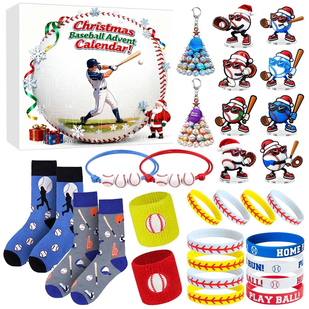 3D Baseball Zubehör Überraschungsbox Weihnachts-Adventskalender Baseball Spielzeug Überraschungsgeschenkboxen für Weihnachtsdekorationen Socken