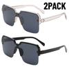 2PACK Rimless One Piece Square Sunglasses Women Oversize Flat Sun Glasses Men Vintage White Silver Mirror Shades Ins  Eyewear