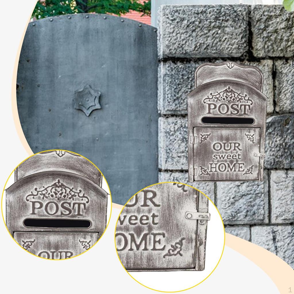 Rustic Metal Wall Mount Mailbox Post Box Letter for Fence Mounting Sturdy Easily Install