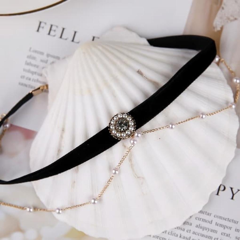 Women's Louis Cubic Drop Pearl Freshwater Choker Necklace