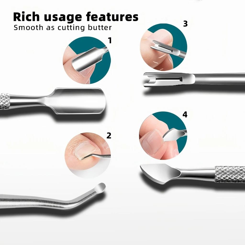 3 In 1 Stainless Steel Nail Care Toolbox - Ingrown & Thick-toed Nail Foot Care Kit for Dead Skin and Callus Manicure - Ideal for