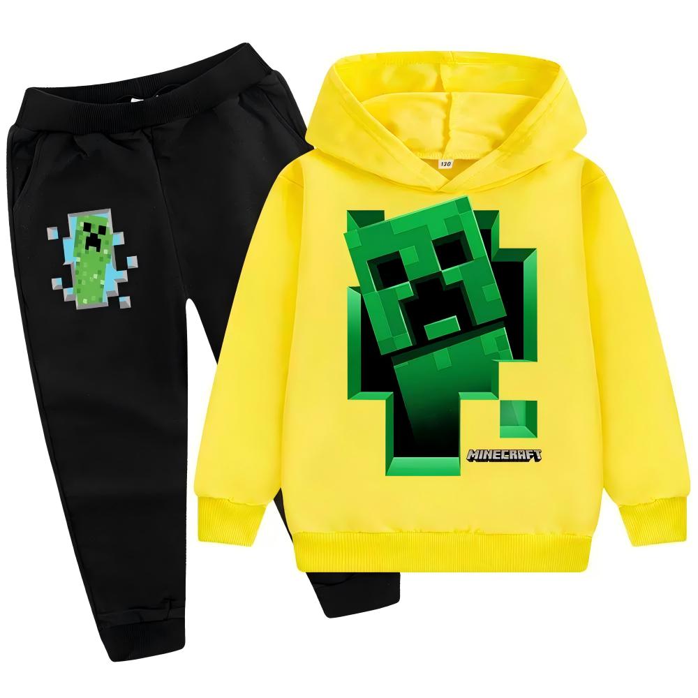 Dětská mikina Tepláková souprava Creeper Chlapecká mikina Kalhoty 2dílná sada Minecraft HD potisk Hra Dětská mikinová souprava Chlapec Dívka Mikinová souprava Polyester