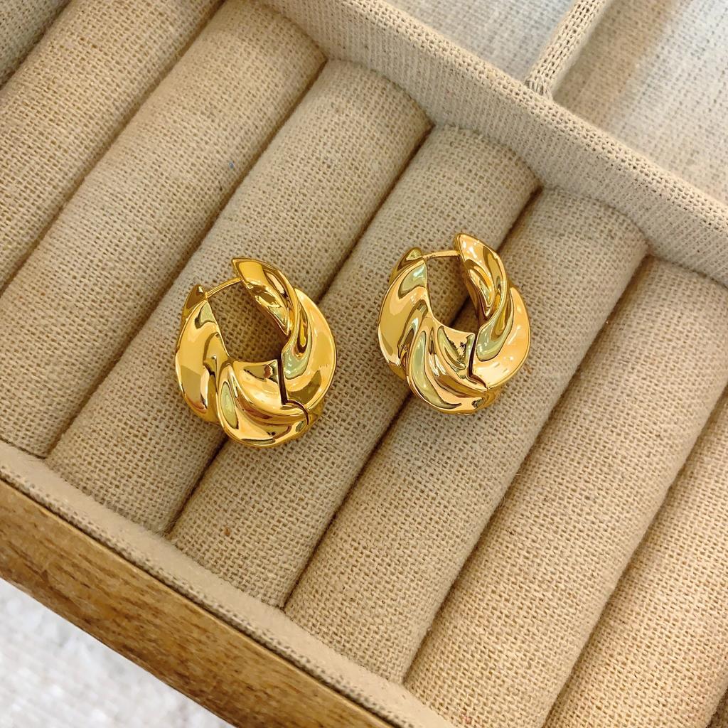 Gebürstete Kugelkörbchen Ohrringe Damen Hochwertiges Mattes Nischen Design Leichter Luxus Temperament Kugel Ohrstecker Textur Retro Ohrstecker