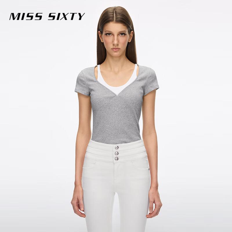 MISS SIXTY Women's Faux Two-Piece Slim Fit T-Shirt