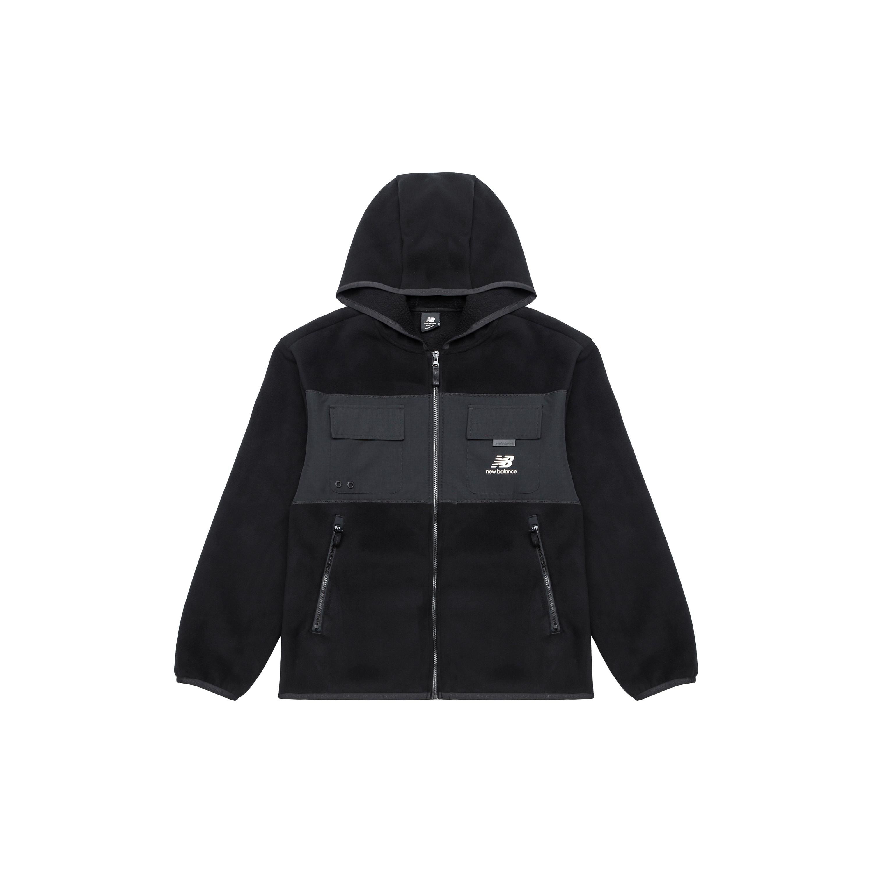 Мужские вельветовые куртки New Balance Черная с капюшоном Умеренная AMJ13382-BK L