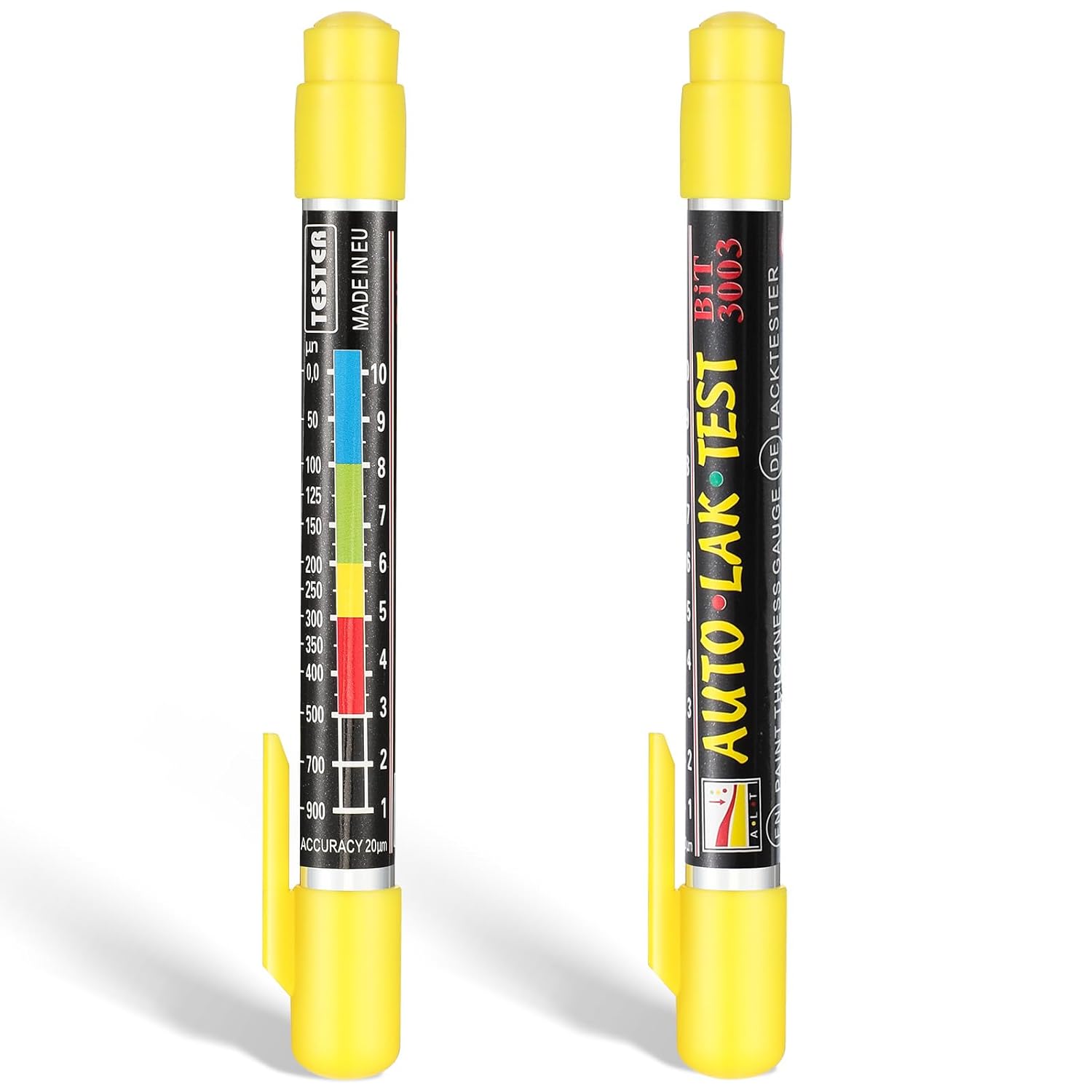 2 Pcs Paint Thickness Gauge Precision Paint Coating Tester Magnetic Tip Car Paint Tester Pen Waterproof Paint Depth Gauge Car Body Damage Detector