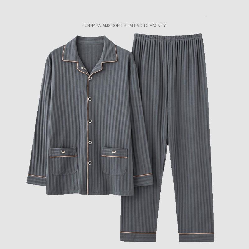 

Мужская весенне-осенняя новая корейская версия домашней одежды с длинными рукавами, однотонный пижамный комплект из хлопка с принтом для отдыха и отдыха 5XL