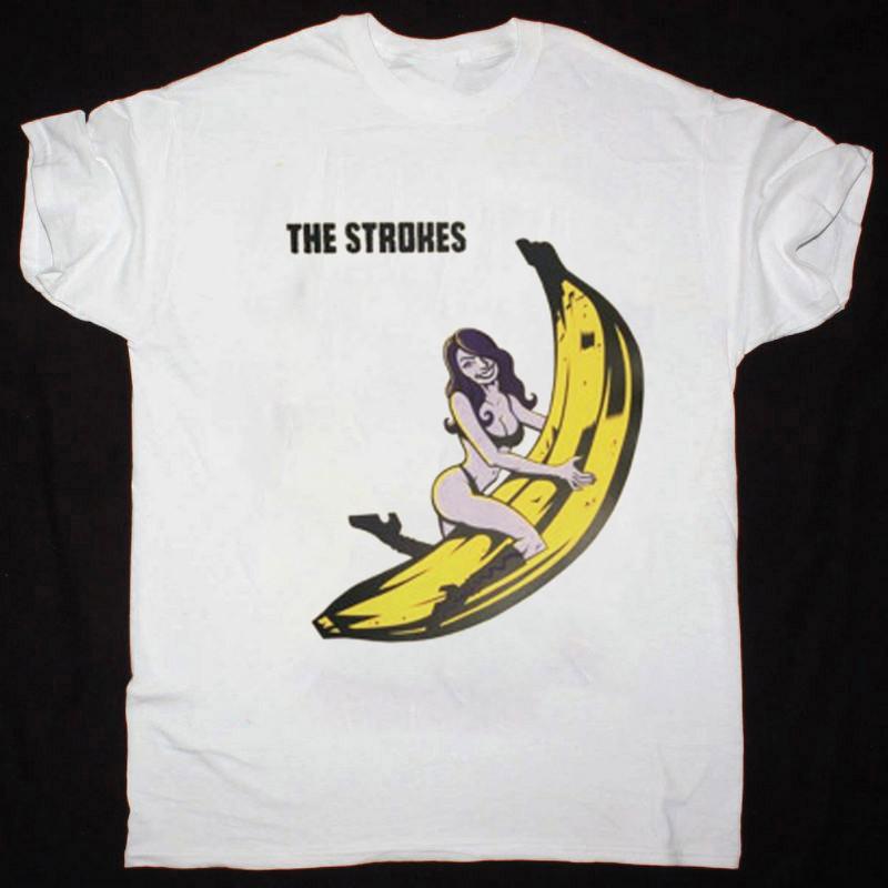 Редкая смешная футболка The Strokes с коротким рукавом, хлопковая, белая, все размеры, футболка AG916, унисекс M