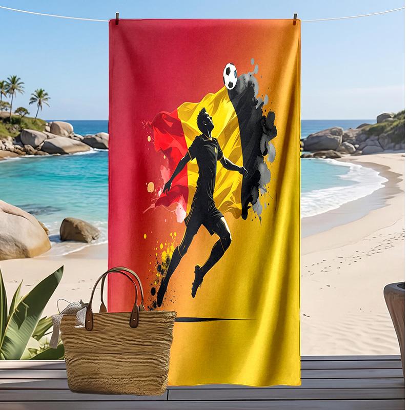 Belgien Fußball Druck Strandtuch Schnelltrocknend Super Saugfähig Weich Badetuch zum Schwimmen Strand Reisen Fan Souvenir Geschenk