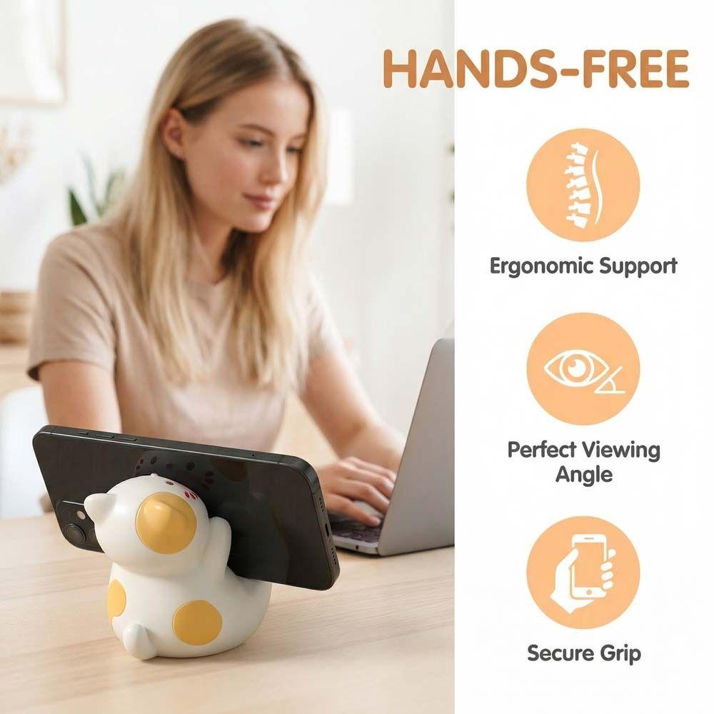 Figure Model Cat Shaped Phone Holder Resin Cat Shape Phone Bracket  Doll Decorations