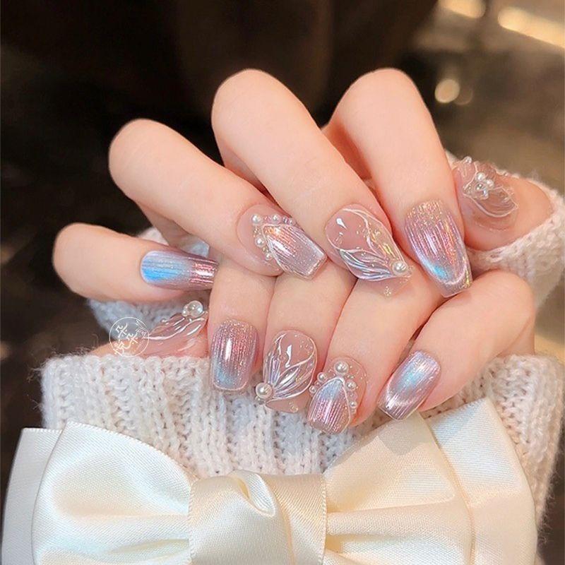 

Балерина Супер Фея Жемчужная Лента Трапециевидные Накладные Ногти Dream Mermaid Short Ladder(17mm long)