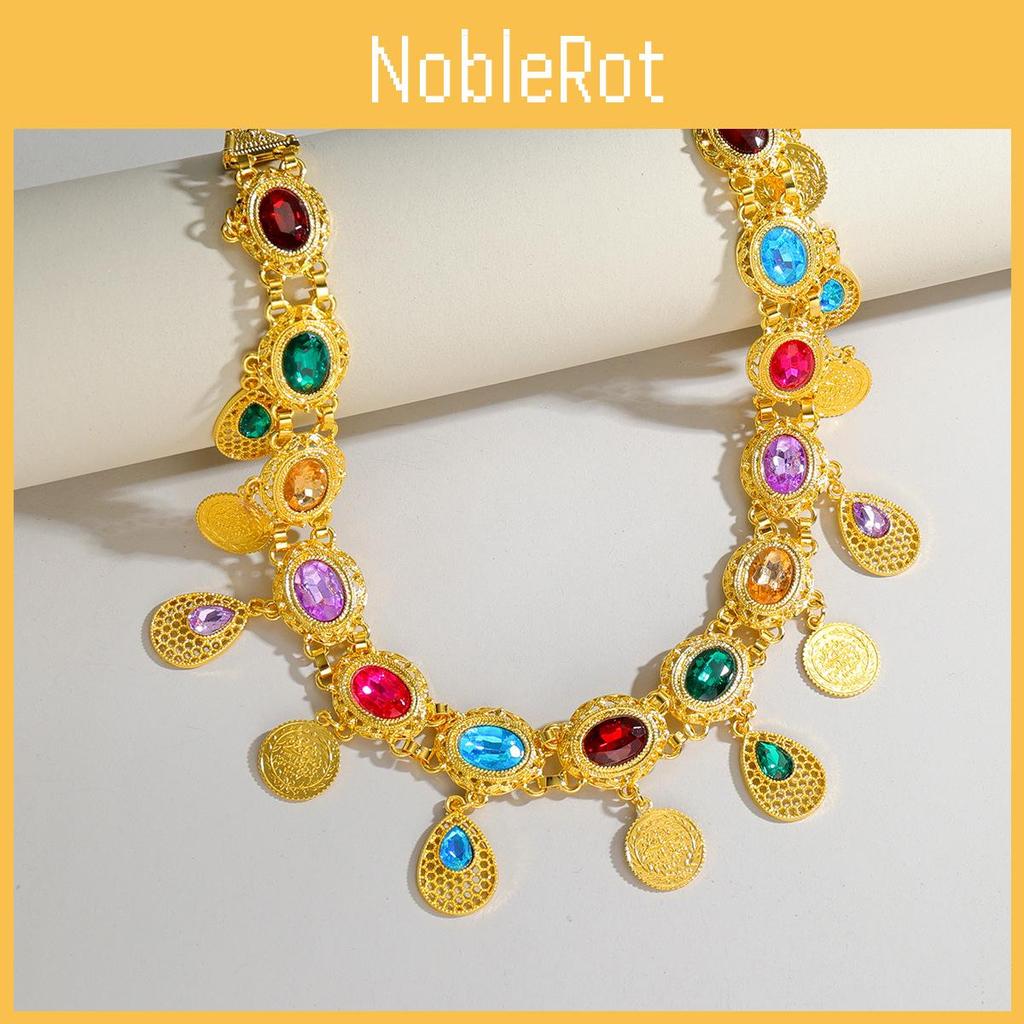Arabic Jewelry Gold Alloy Acrylic Gem Waist Chain With Hollow Design For Women Summer Fashion