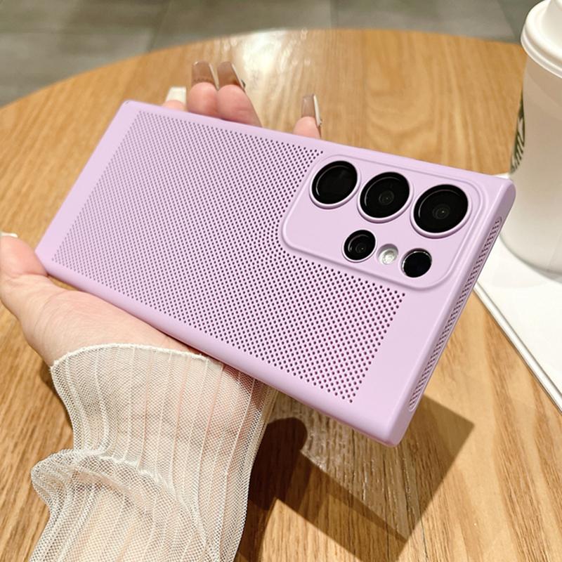 Mesh Heat Dissipation Breathable PC Case For Samsung S25 S24 S23 S22 S21 Plus Note 10 20 Ultra S20FE Ultra Thin Matte Hard Cover