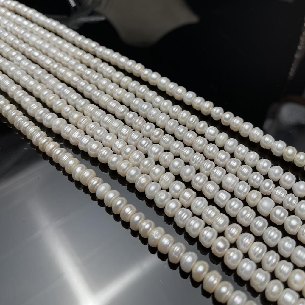 1String, White Artificial Pearls, Fashion Four Sides Light Beads, 7-8mm, for DIY Craft Jewelry Making, Bulk Gifts for Women, Unique Supplies 36cm