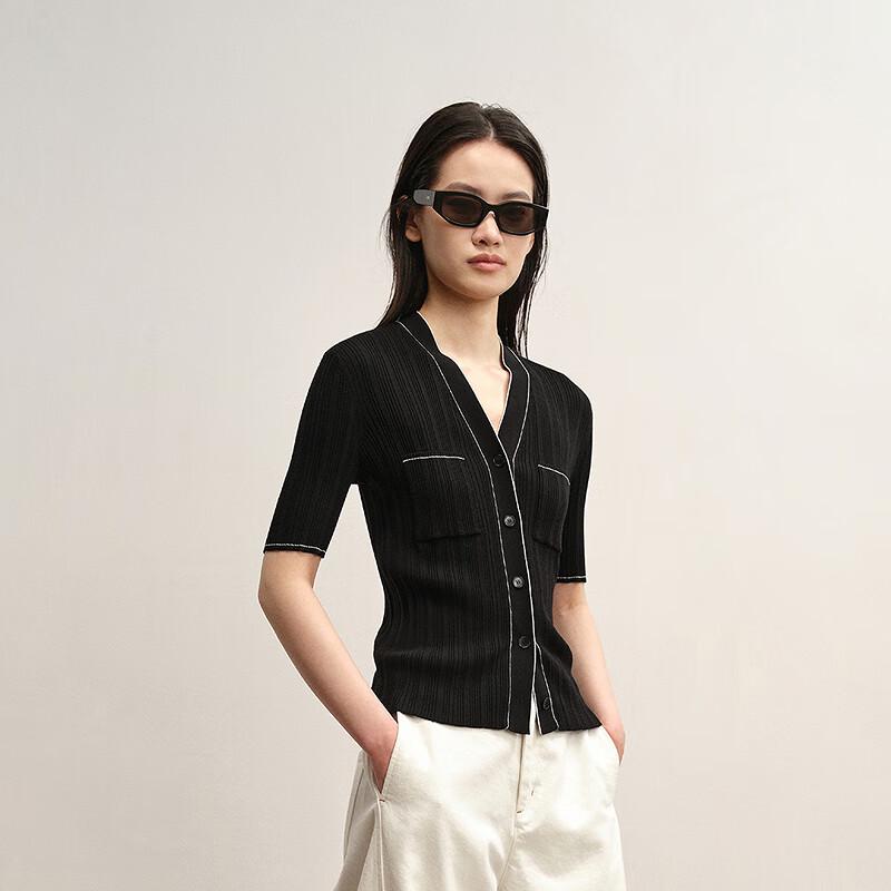 

LESS 2025 Autumn Short Open-Front Knit Cardigan M