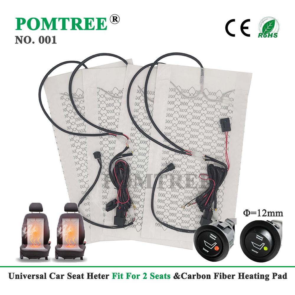 Kit de chauffage de siège de voiture en fibre de carbone 12V Ensemble de coussinets avec interrupteur rond Ensemble de housses de siège chauffantes universelles pour voiture Réchauffeur d'hiver Ensemble de housses de siège