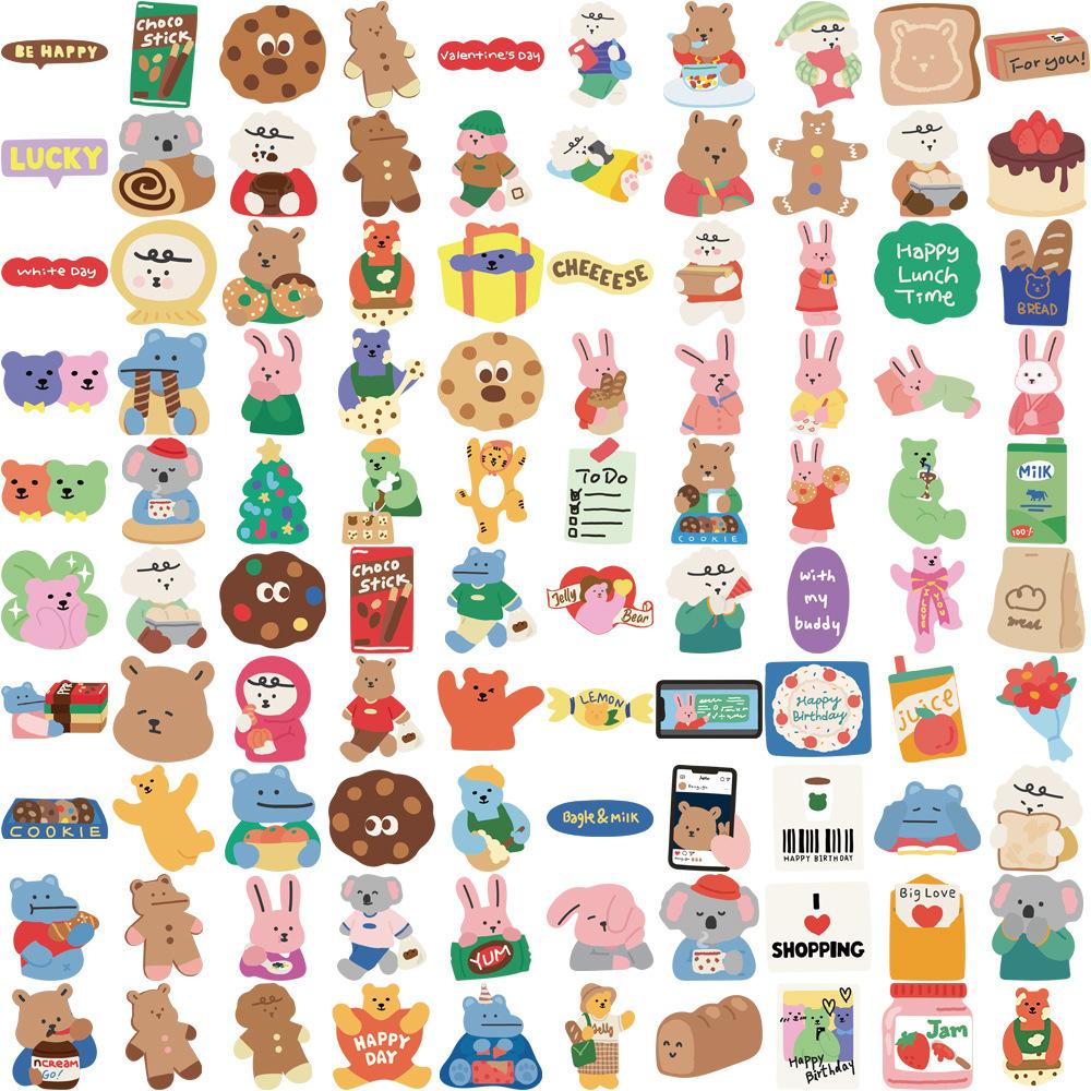100 Pictures of Xiao Zhang Love Dailylike Bear Graffiti Stickers for Decorative Suitcase Notebook Waterproof Stickers