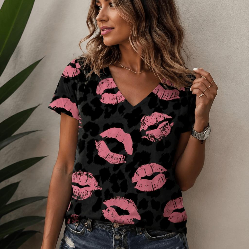 Women O‑Neck 3D Graphic Print T‑Shirt Short Sleeve Lightweight Summer Casual Loose Ladies Tops