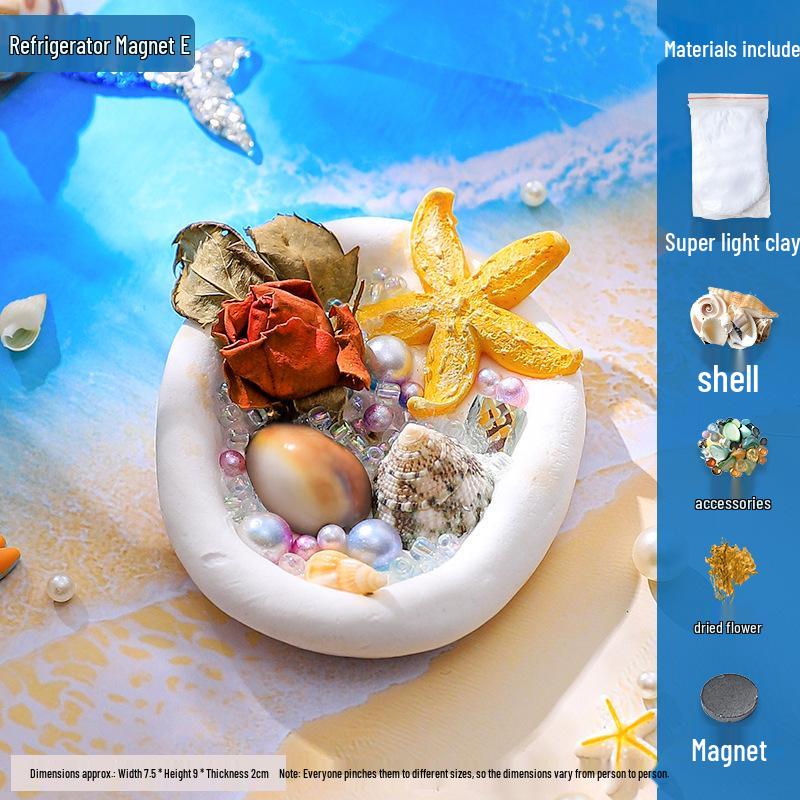 DIY Shell Clay Refrigerator Magnets: Parent-Child Creative Activity Kit