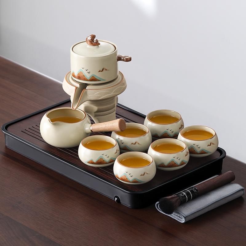 Ru Kiln Tea Set 2025 New Lazy Man Automatic Tea Artifact High-grade Light Luxury Drinking Brewing Tea Special Teapot