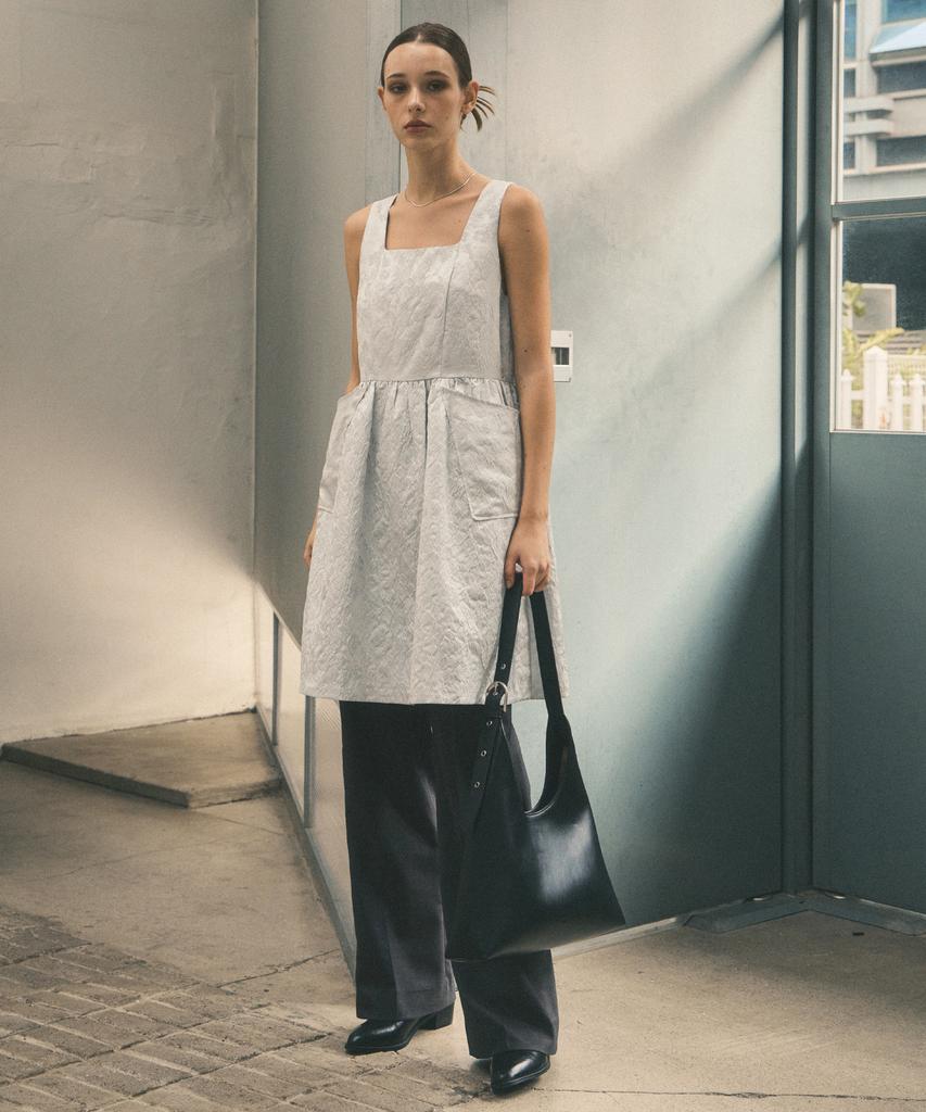 CITTA Oriental Flower Volume Dress_Ctop704(Gray)