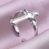 Vintage Simple Cross Jewelry No Fade Stainless Steel Adjustable Rings For Women Men Accessories Jesus Opening Ring Bagues Gift