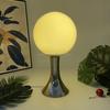 Round Ball Night Light with Golden Trumpet Base Table Lamp for Cream Style Apartment Bedroom Bedside and Tabletop