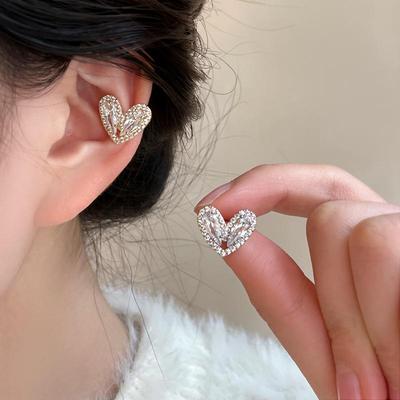Sweet Heart Zirconia No-Piercing Ear Cuff - Women's Light Luxury High-End Earrings