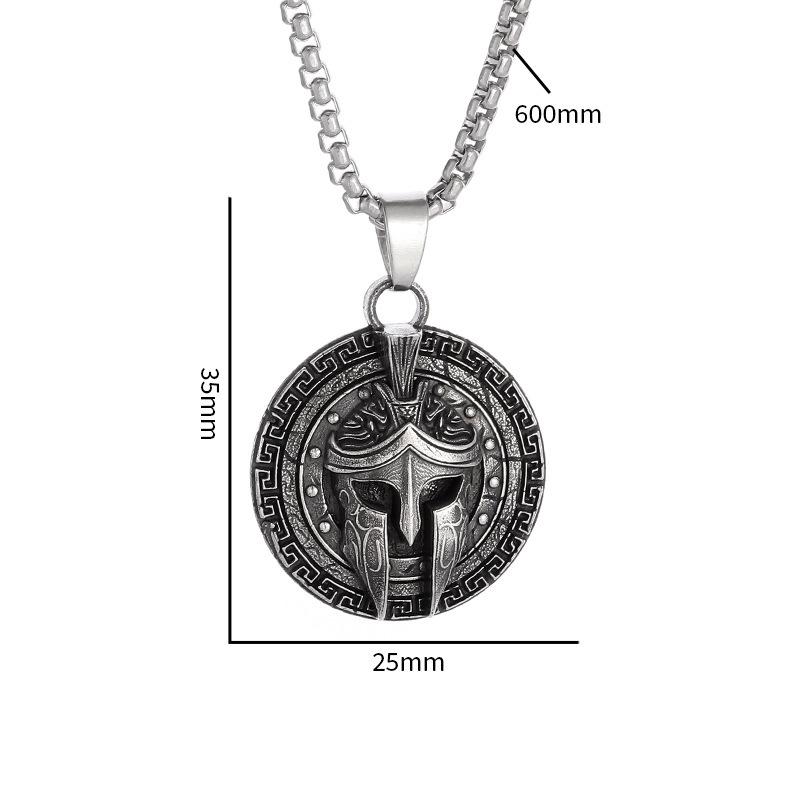 Vintage Spartan Shield Pendant Necklace 316L Stainless Steel Men Punk Amulet Jewelry Gift Ancient Greek Warrior