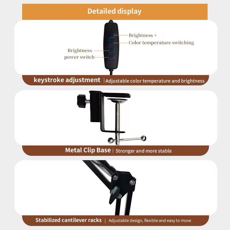 Led Folding Long Arm Eye Protection Lamparas Usb Reading Study Studio Portable Desktop Clip Light Desk Table Lamp for Students