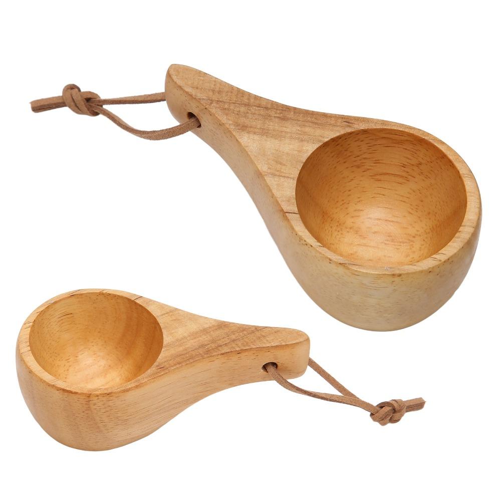 Rubberwood Wooden Drinking Cup 30ml/1oz Capacity Portable Wood Mug Outdoor Camping