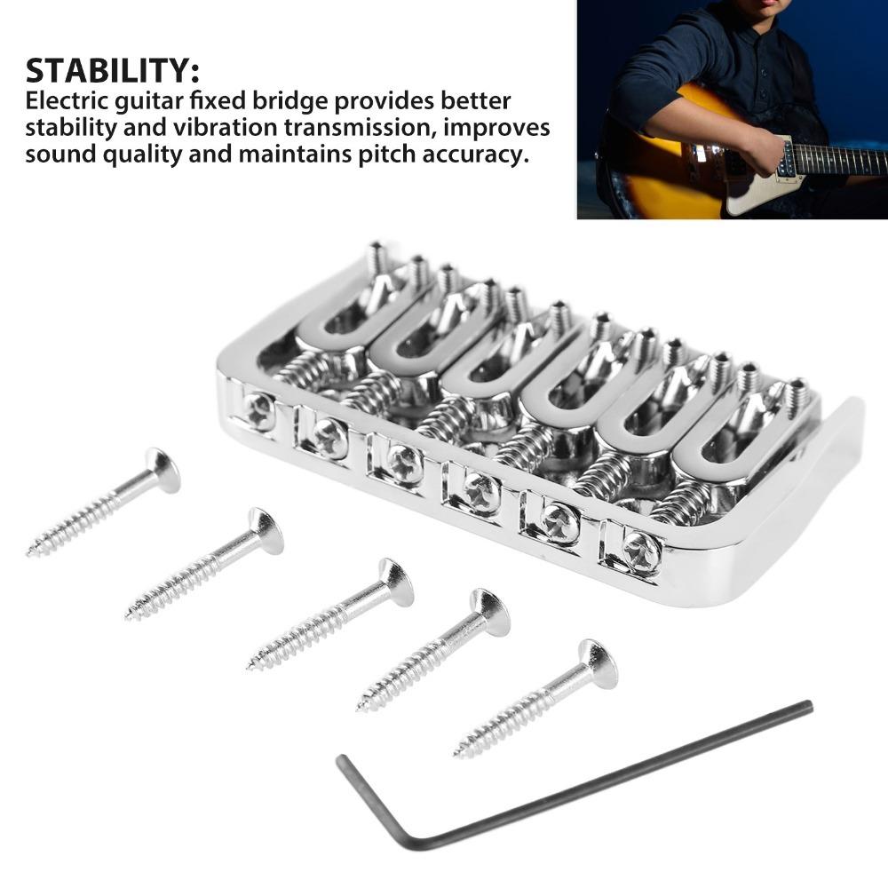 Metal Electric Guitar Fixed Bridge Black\Silver Hardtail Saddle Bridge Electric Guitar Replacement серебряный
