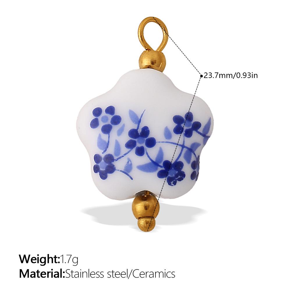 European and American sweet and cool style DIY dopamine ceramic pendant stainless steel plated 18K gold creative jewelry collection