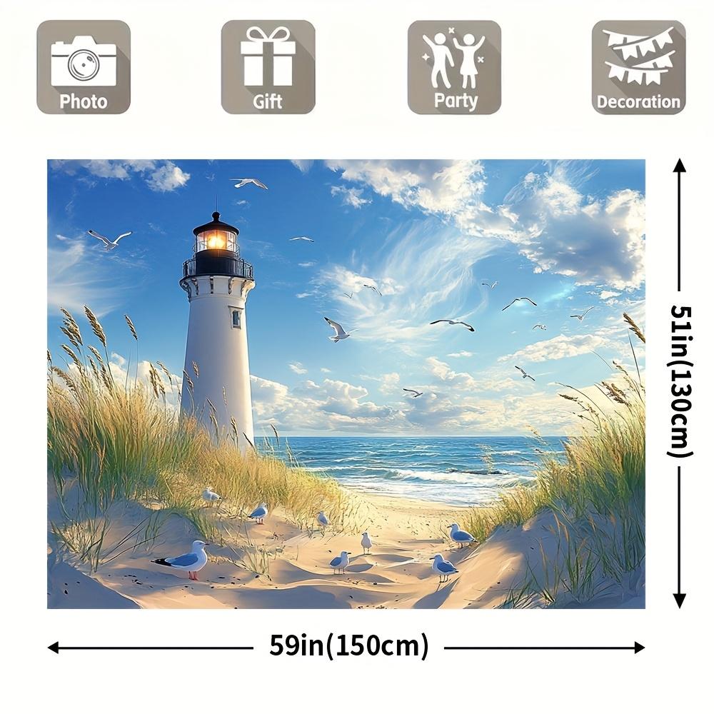 A Coastal Lighthouse Tapestry: Bring the Beauty of the Seaside into Your Home with This Stunning Wall Art Featuring a Majestic
