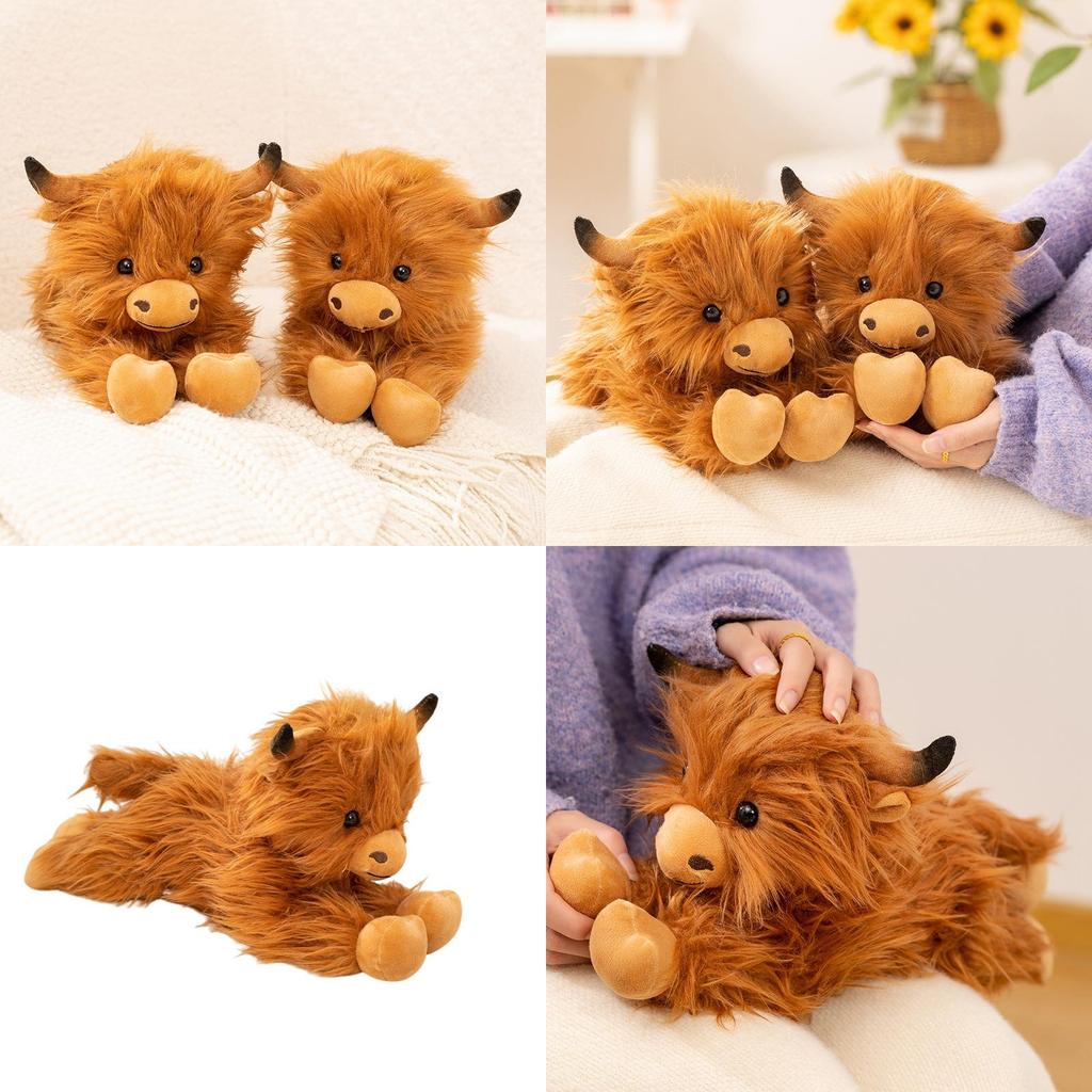 Yak Plush Toy With Long Fur Realistic Highland Bull For Kids And Collectors