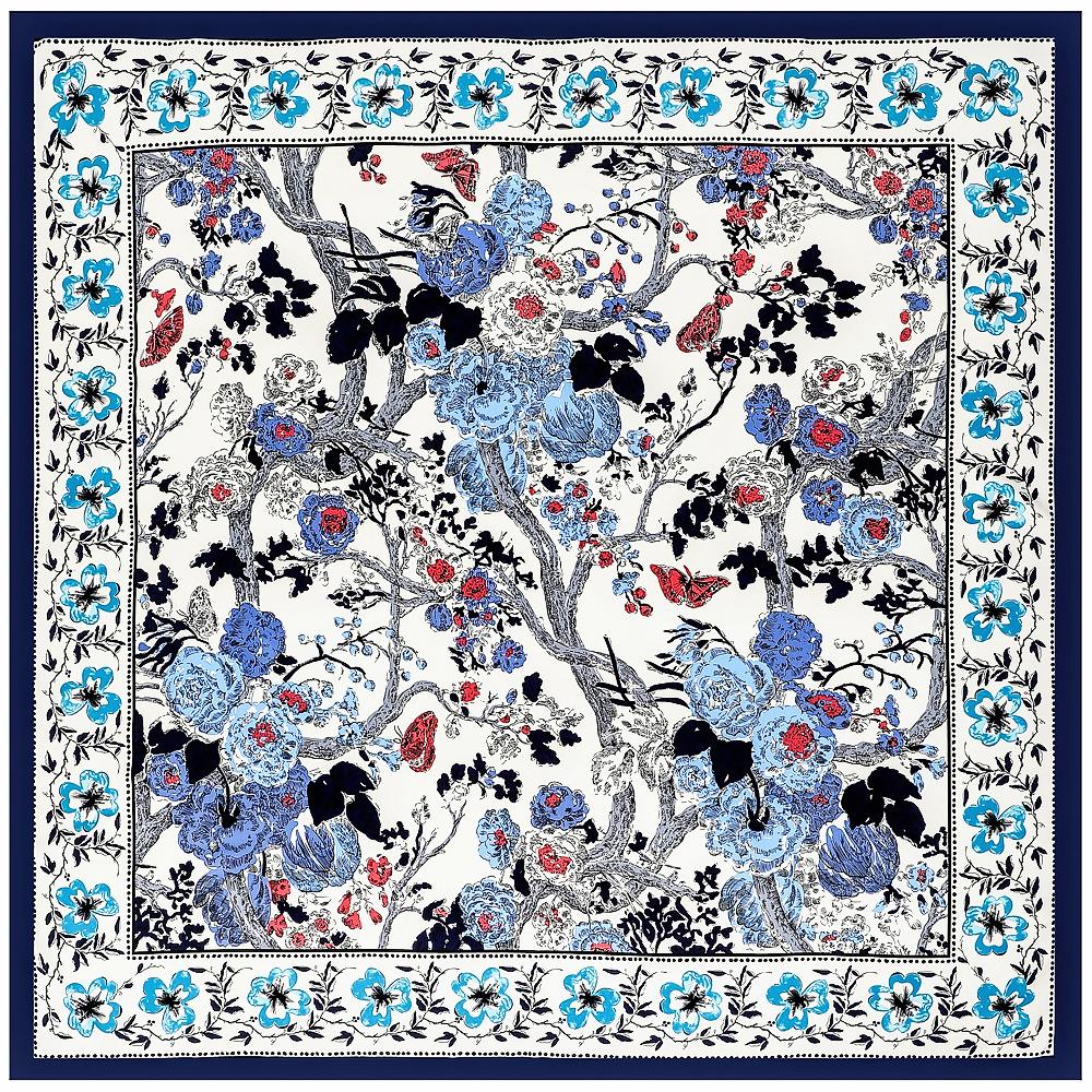 

130cm Plum Blossom Brand Scarf Shawl 100% Silk Square Scarf Fashion Bandana Design Pashmina Women Kerchief Scarves For Ladies