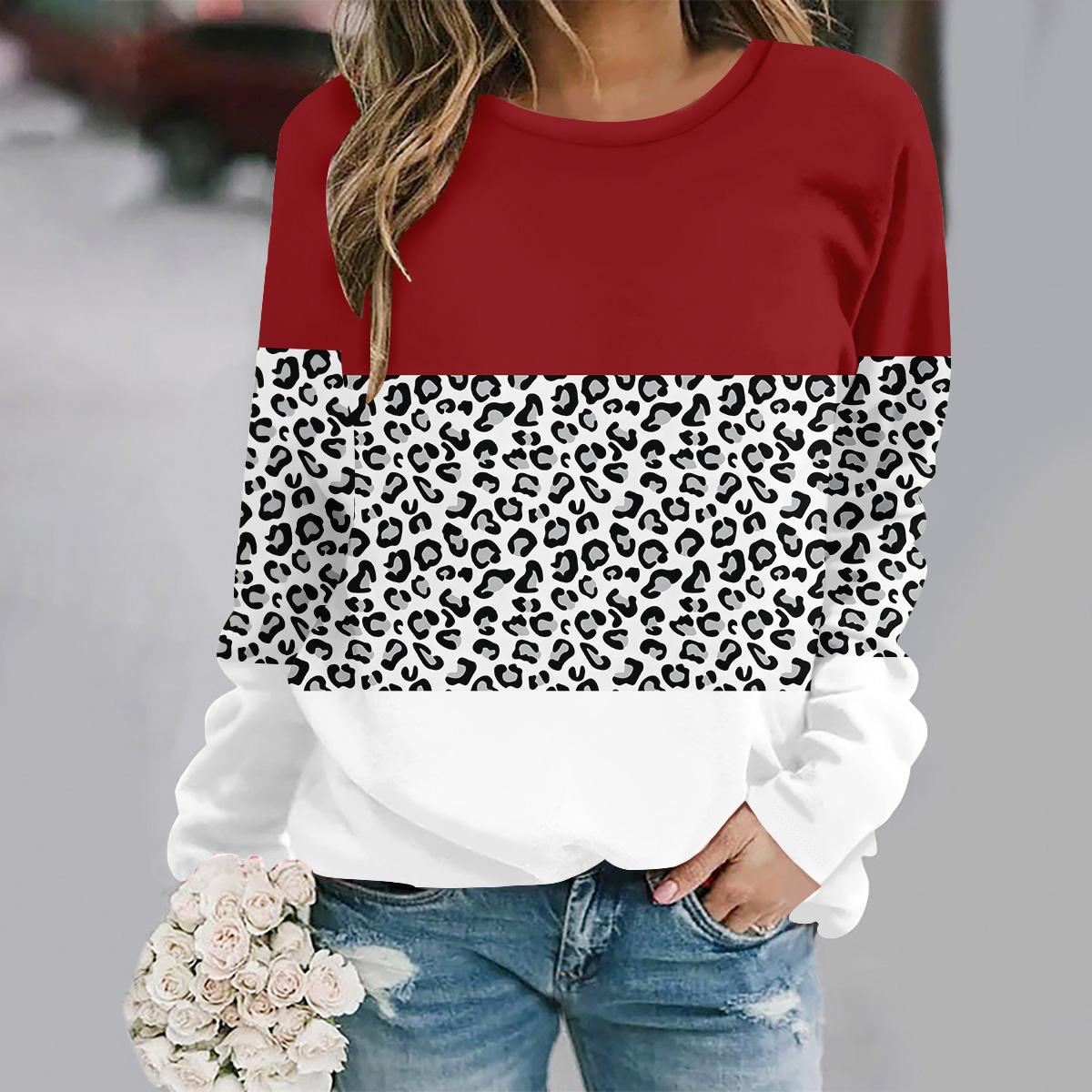 

осень и зима новая мода круглый вырез длинный рукав с принтом элегантная повседневная свободная толстовка 3XL