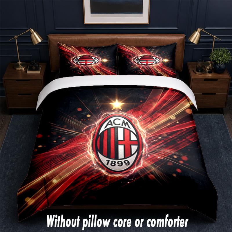 AC Milan Design Bed Bedding Set 1 Duvet Cover + 2 Pillowcases Soft Breathable Household Bed Linens