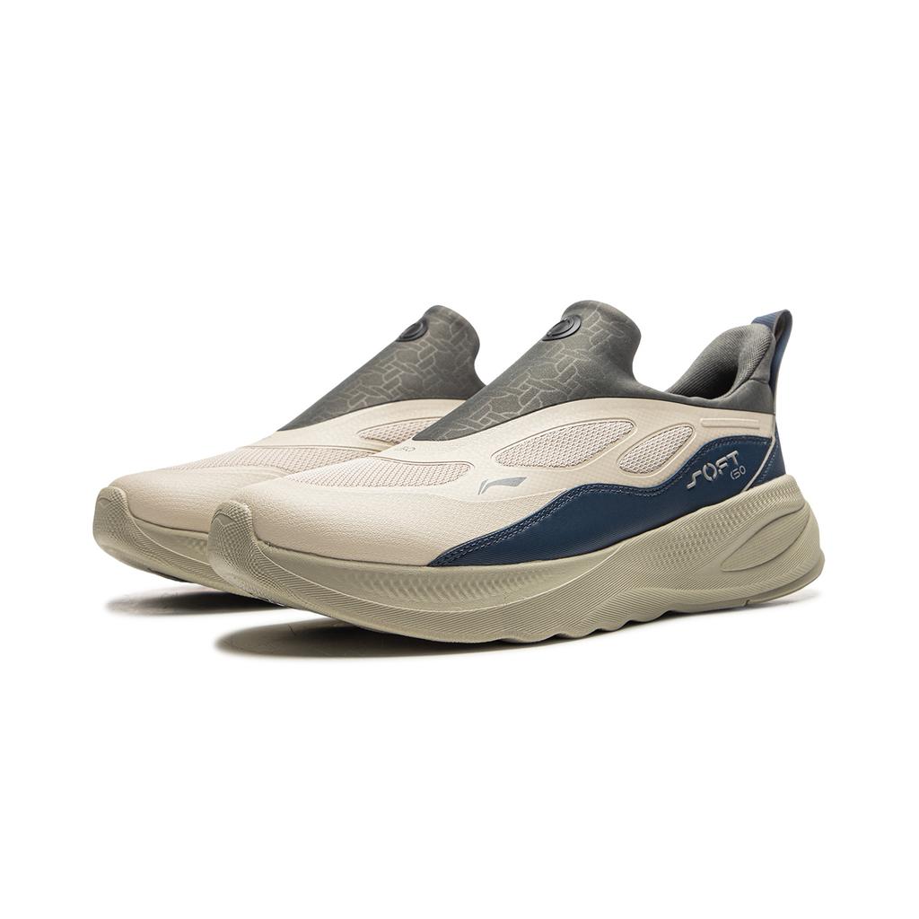 LiNing SOFT GO 2 WNTR Amortiguación Antideslizante Resistente a la Abrasión Soporte Rebote Caña Baja Zapatos Casuales para Hombre Gris Azul AGLV067-12