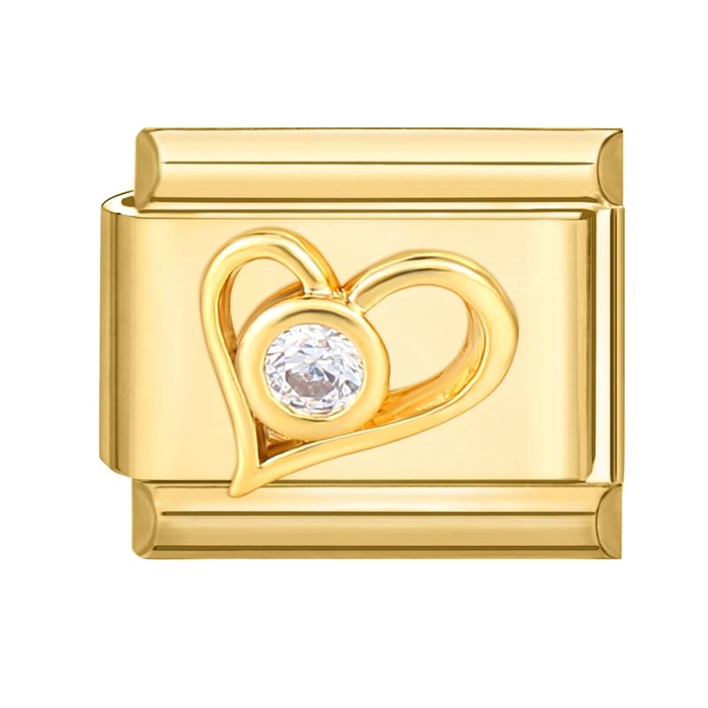 Gold Color Zircon Butterfly Heart Corn Cherry Bow Knot Italian Charm Links Fit 9mm Stainless Steel Bracelet Women DIY Making